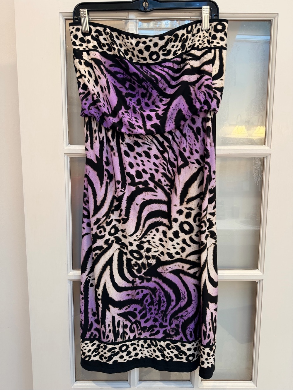 Vintage Boston Proper 90’s Y2K Strapless Animal Print Dress Purple Black Size 8